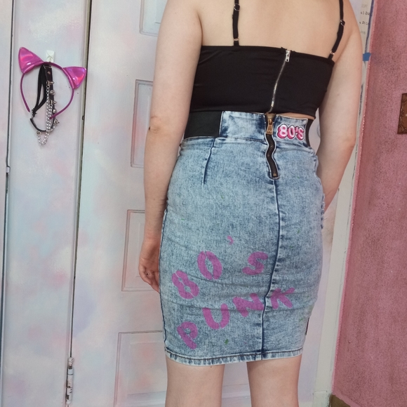 Nicki Minaj retro 80s aesthetic acid washed custom punk skirt- SOLD@hosted store - Picture 14 of 16